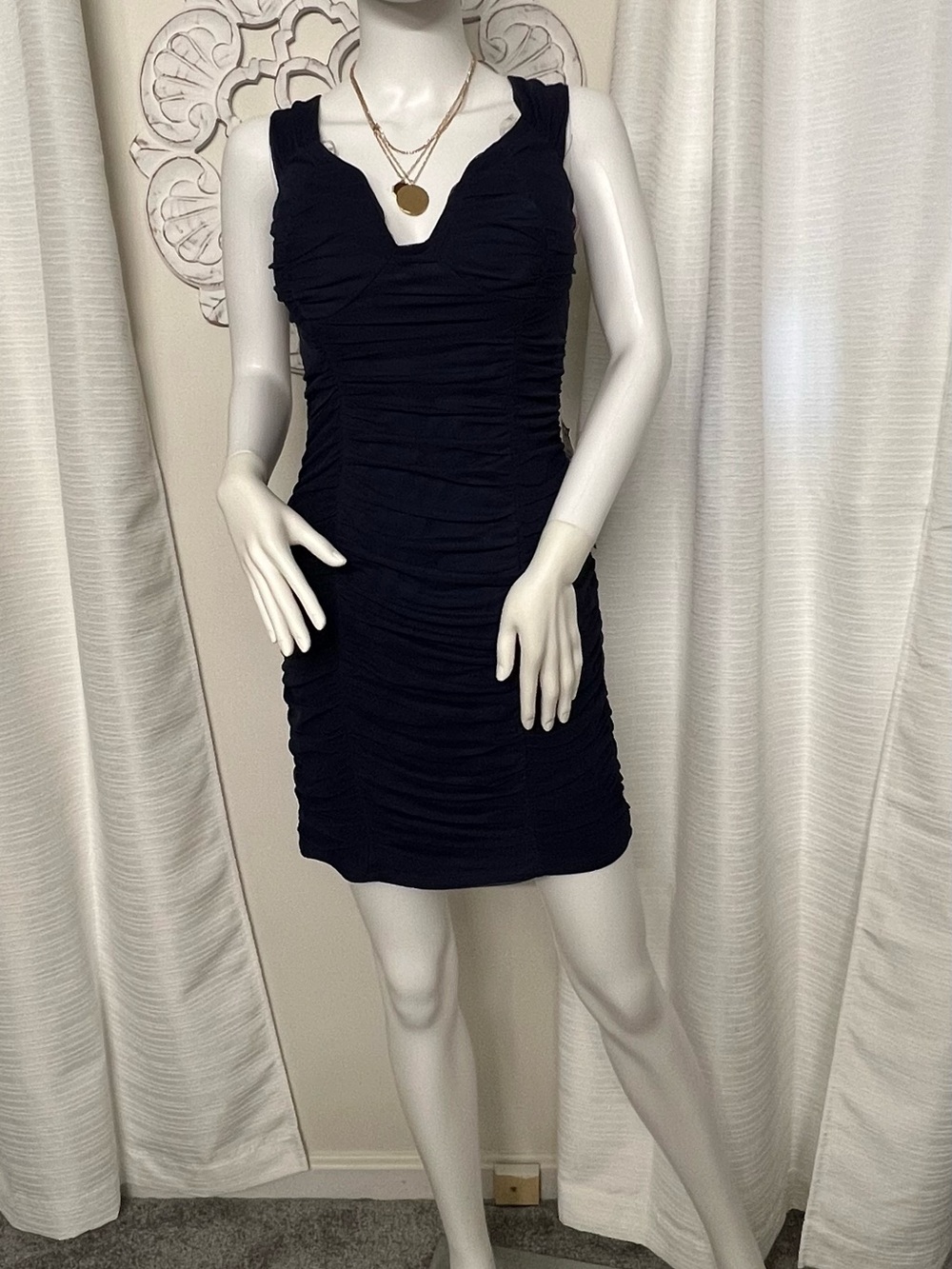 Crystal Doll navy blue bodycon mini dress
Size 15
New